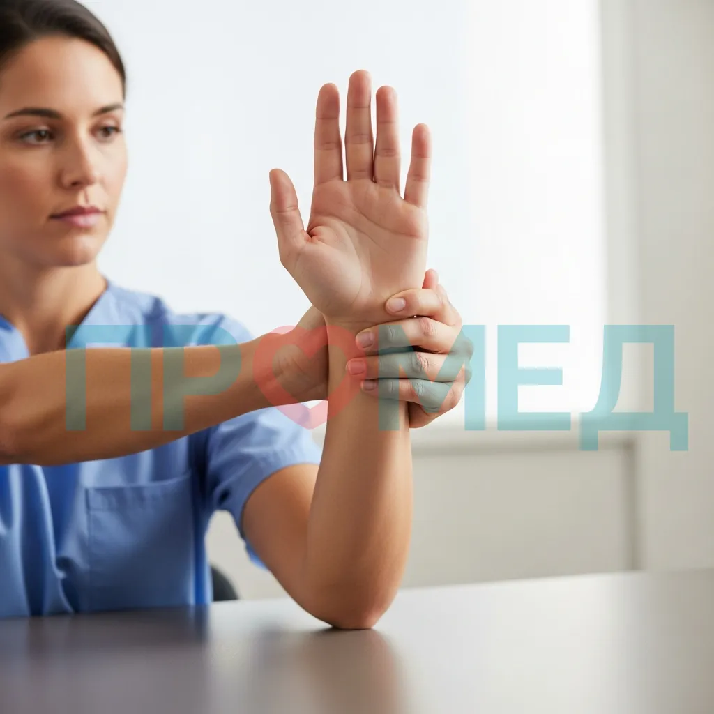 Человек делает растяжку запястья