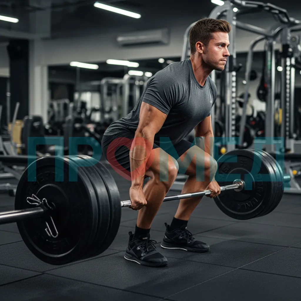 Мужчина поднимает штангу