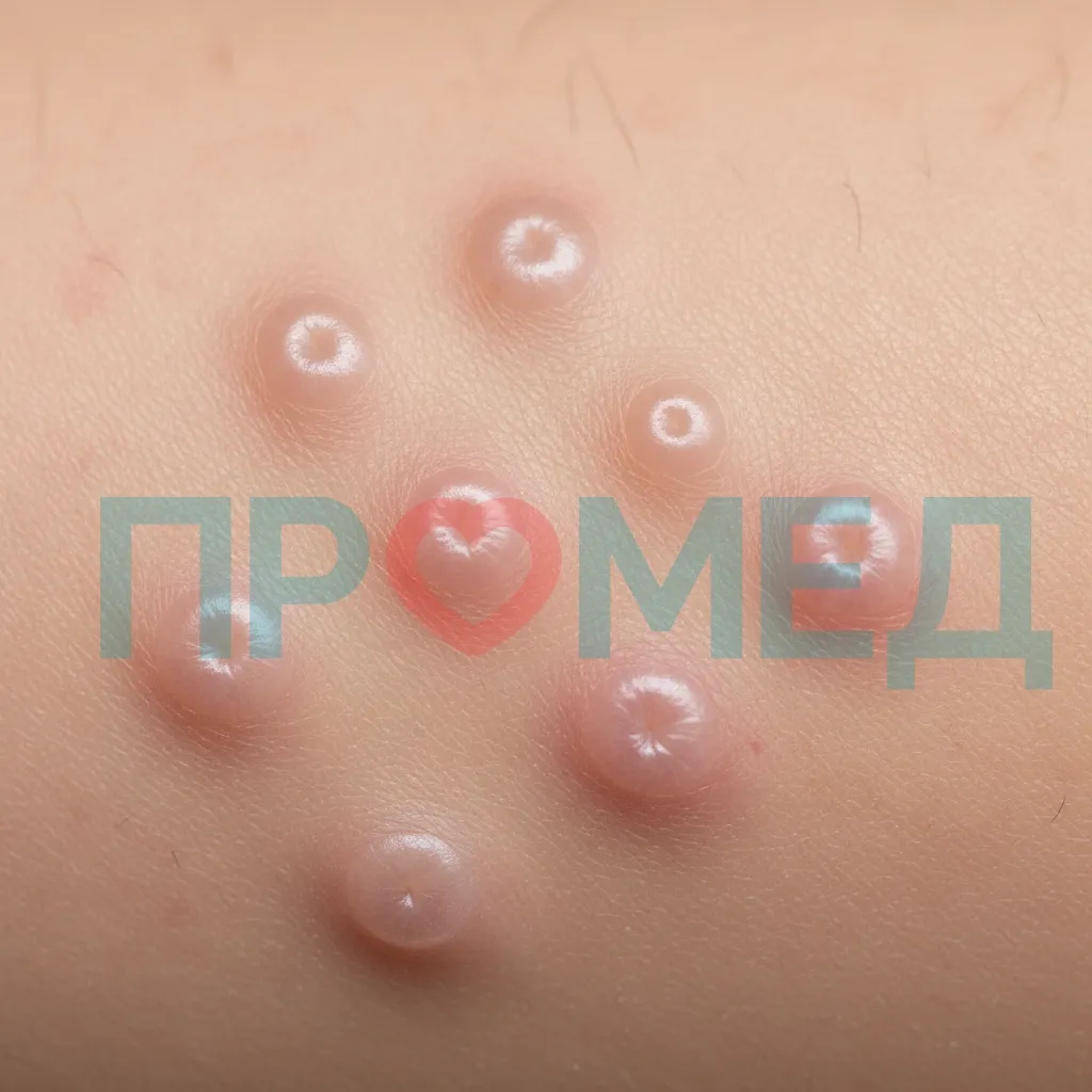 Папулы контагиозного моллюска с пупкообразным вдавлением