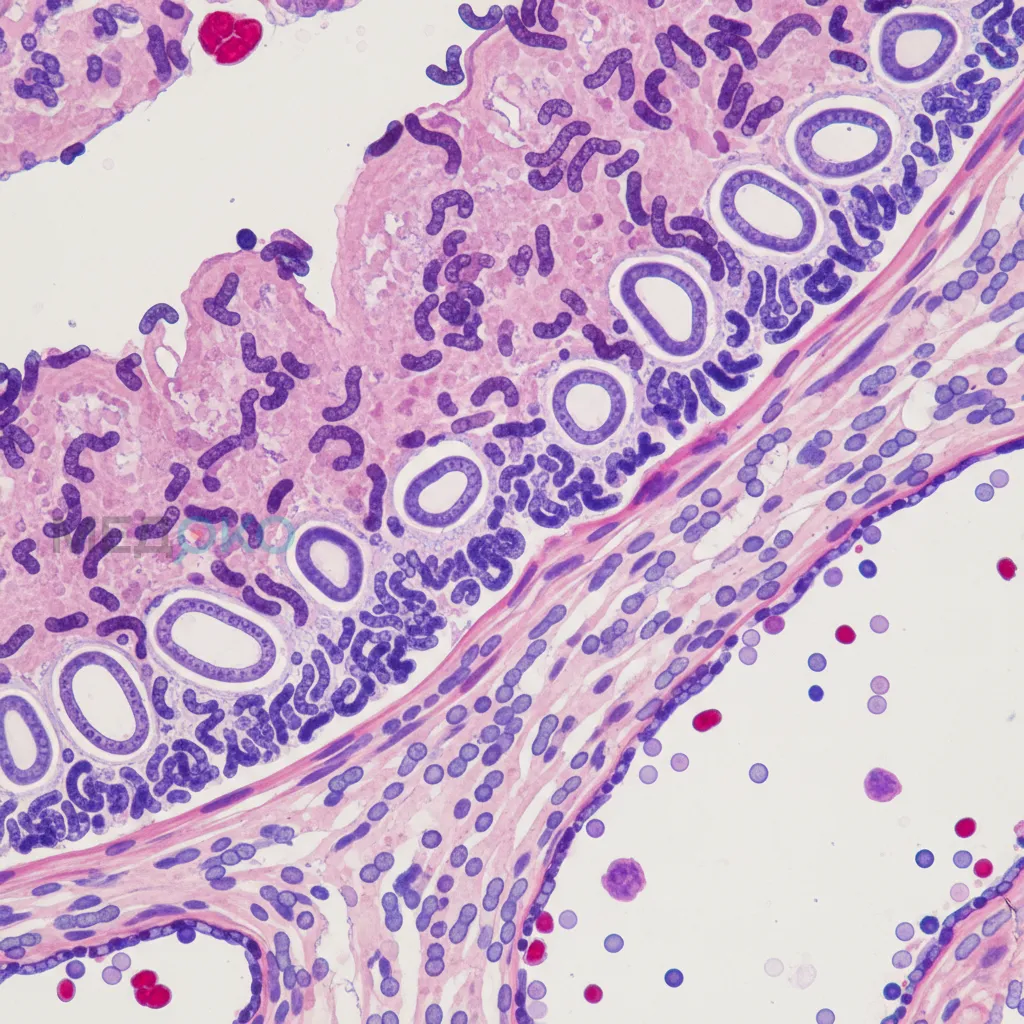 Микрофотография бактерии Helicobacter pylori в слизистой оболочке желудка. 