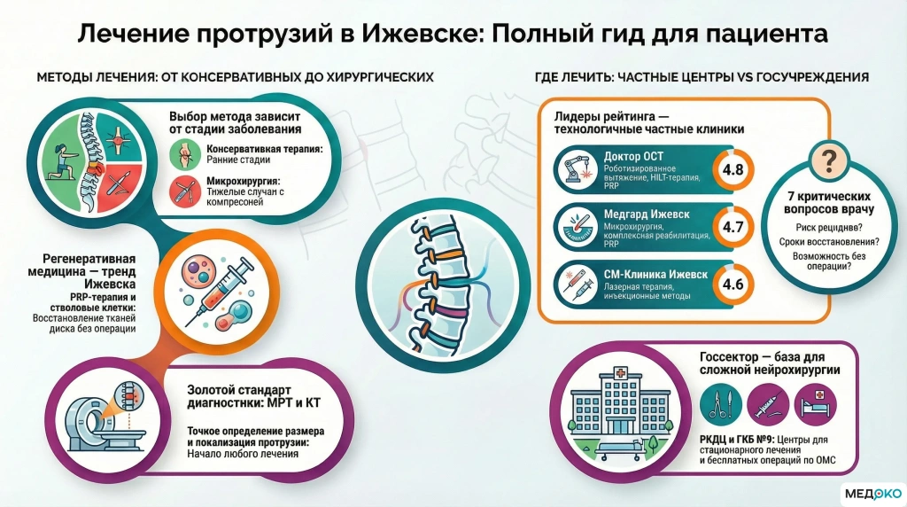 Где и как лечить позвоночник в Ижевске Навигатор по методам лечения протрузий и рейтинг клиник.webp