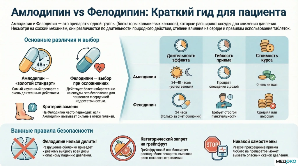 Амлодипин vs Фелодипин: Сводная сравнительная характеристика препаратов